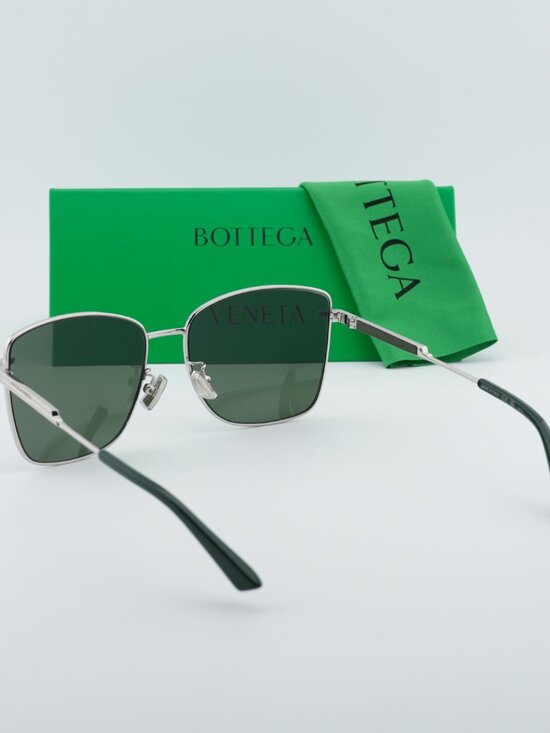 Bottega Veneta BV1237S 003 Square Sunglasses - Silver\\Green main image 3